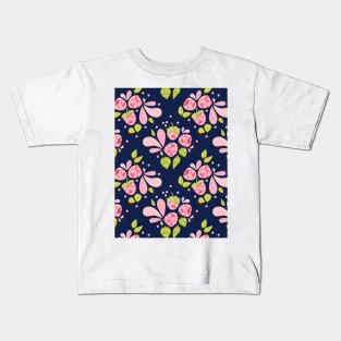 Raspberry Boom Seamless Surface Pattern Design Kids T-Shirt